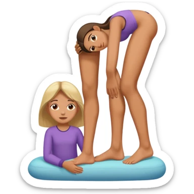 a man (leg) foot placed on a girl's head sticker