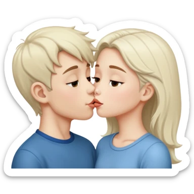 A Cute white skin  boy kissing a white skin girl  sticker