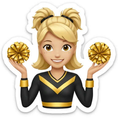 Cheerleader with gold tone skin and outfit black and gold sticker