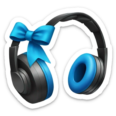 Headphones with a blue bow sticker