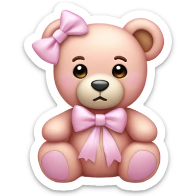 pastel pink teddy bear with bows sticker