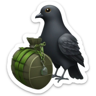 black dove holding a green army grenade sticker