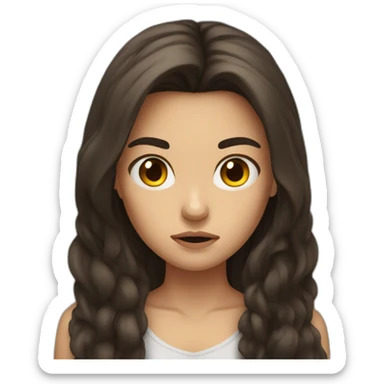 brunet girl with long hair angry sticker