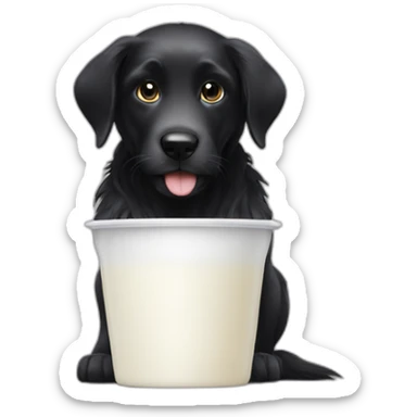 black dog give milk sticker