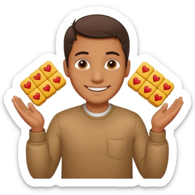 A Man holding 6 in one hand, 7 in the other Hand.  sticker