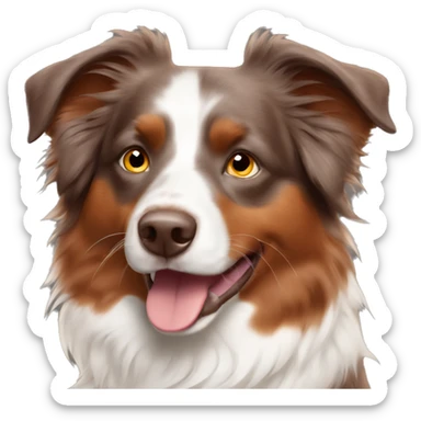 red tri australian shepherd with brown face sticker