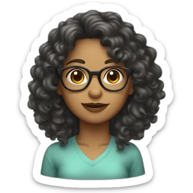 Long Curly hair girl with glasses sticker