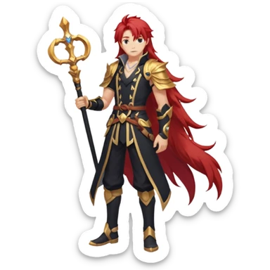 Diluc from Genshin Impact (full body) (tall adult male) (long hair) sticker