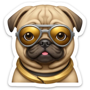 pug wearing cyberpunk sunglasses sticker