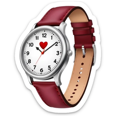 Maroon heart watch  sticker