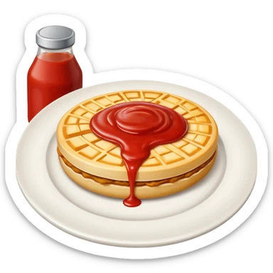 Stuvade makaroner och falukorv med ketchup sticker