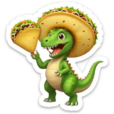 Dinosaur farting out a explosion with a taco in hand  sticker