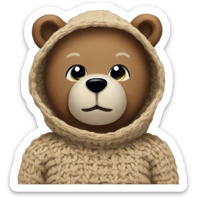 Cute Bear wearing a crochet balaclava sticker