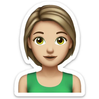 brown haired green eyed white girl sticker