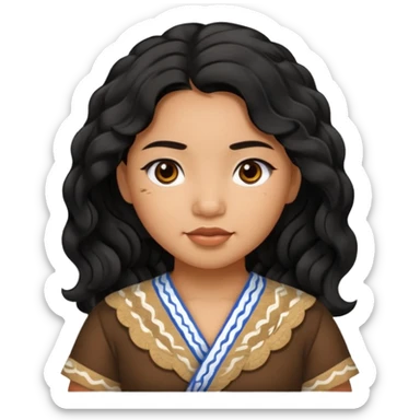 Samoan girl with slight Chinese features, black wavy hair, brown skin sticker