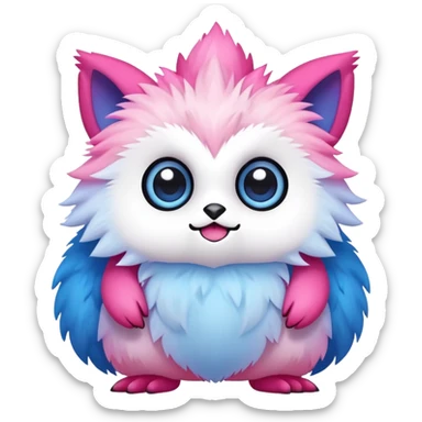 Cute cool edgy kawaii pink-white-blue-gradient fakemon-creature sticker