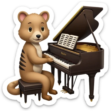 animal playing piano sticker