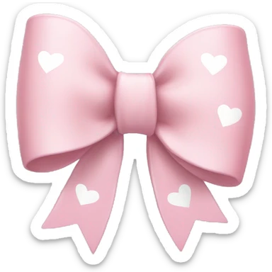 light pink bow with white hearts on it sticker