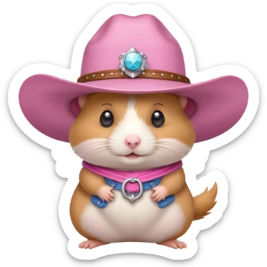 Hamster with a cowgirl hat pink sticker