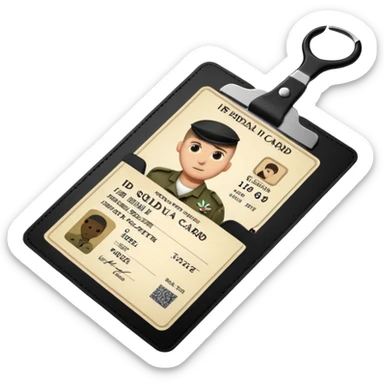 black Scissors cutting an idf soldier ID card in 2 parts .hyper realistic sticker