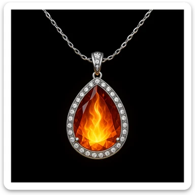 Add a yellow fiery light to the teardrop ruby pendant, representing transformation and rebirth sticker
