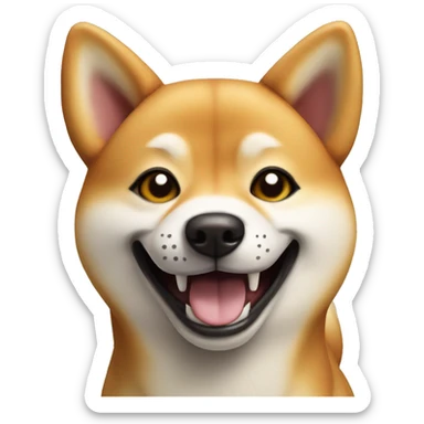 crazy Shiba Inu with featuring disproportionate eyes, big smile, and a long tongue sticking out
 sticker