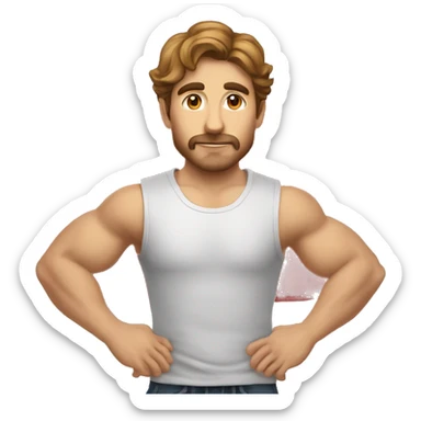 Hombre, masculino, joven de unos 30 a 40 años, con camiseta roja y blanca ha bastones verticales y un piluso rojo  sticker