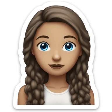 Girl with long brown hair, blue eyes, and tattoos sticker