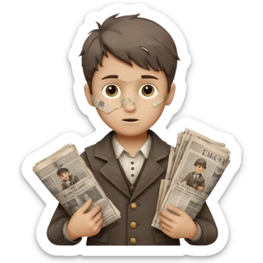 Victorian era poor paper boy sticker