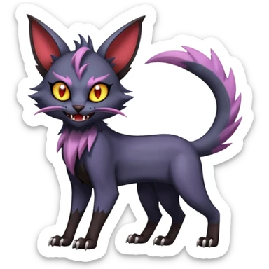 dark edgy dull pointy edgy Noivern-Noibat-Purloin-Torracat-Lykoi-Caracal-cat-Fakemon-fusion-hybrid-creature sticker