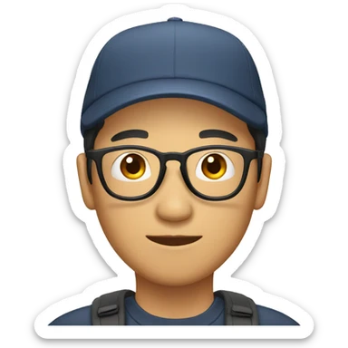 asian male with cap and glasses without moustache sticker