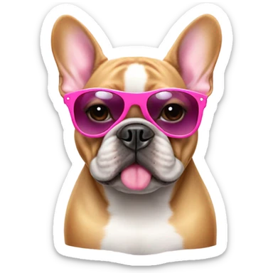 Frenchie with pink sunglasses  sticker