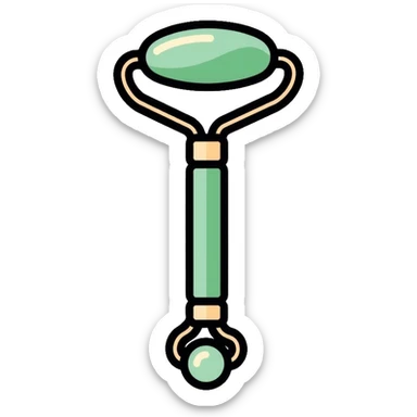 Jade facial roller, minimalist, rounded, soft pastel colors, skin care accessory sticker