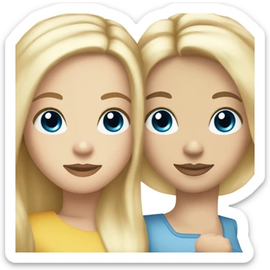 Blonde hair blue eyed white girl holding hands with brunette white girl sticker