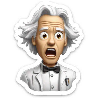 Doc brown from back to the future looking shocked and his mouth wide open. No eye-ware. sticker