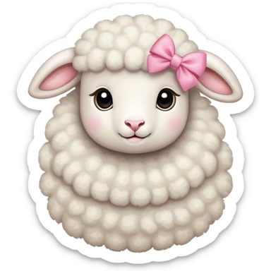lamb with dainty pink bow sticker