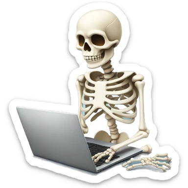 Skeleton on laptop sticker