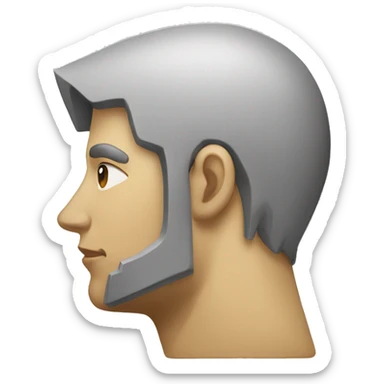 a janus face in profile with one side being human looking left and the other side being an angular android looking right sticker