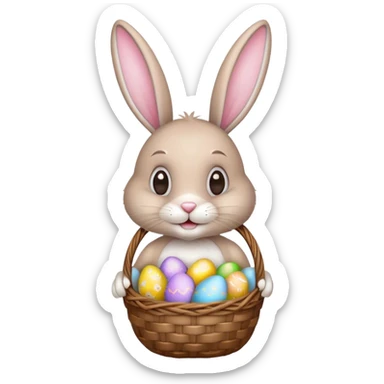 easter bunny with egg basket sticker