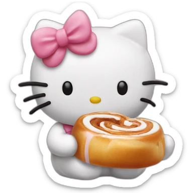 Hello kitty eating cinamon roll sticker