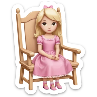 Blonde Doll wearing pink sitting On The Chair  sticker