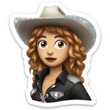 emo cowgirl with sparkly cowboy hat sticker