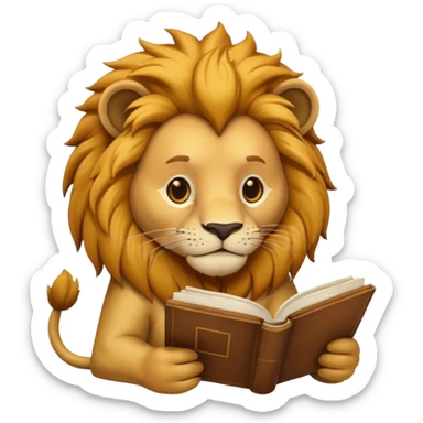 lion reading book sticker