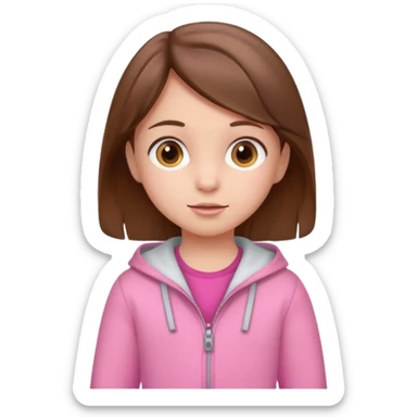 little kid girl, brown hair, pink clothes sticker