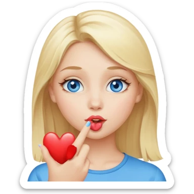 blonde girl blue eyes blowing a kiss sticker