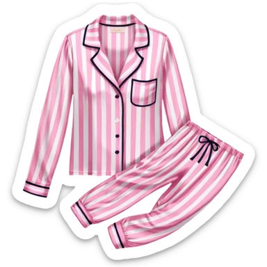 Striped pink and white silk Victoria’s Secret pajama set sticker