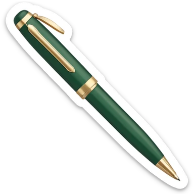 dark green Parker pen with light beige accents, Apple emoji style, simple shapes, no text sticker