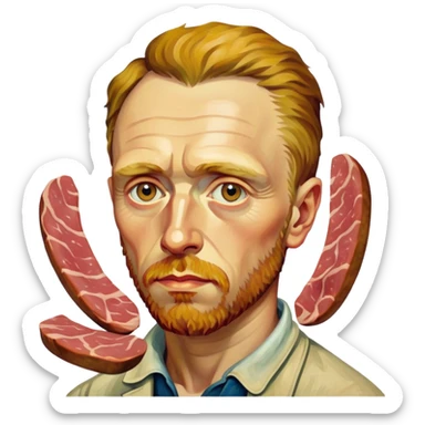 van gogh painting a spam meat art  sticker