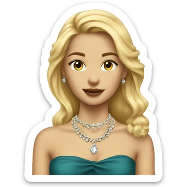 blonde girl portrait with jewelry sticker