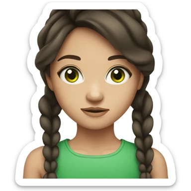 A brunette girl with green eyes sticker